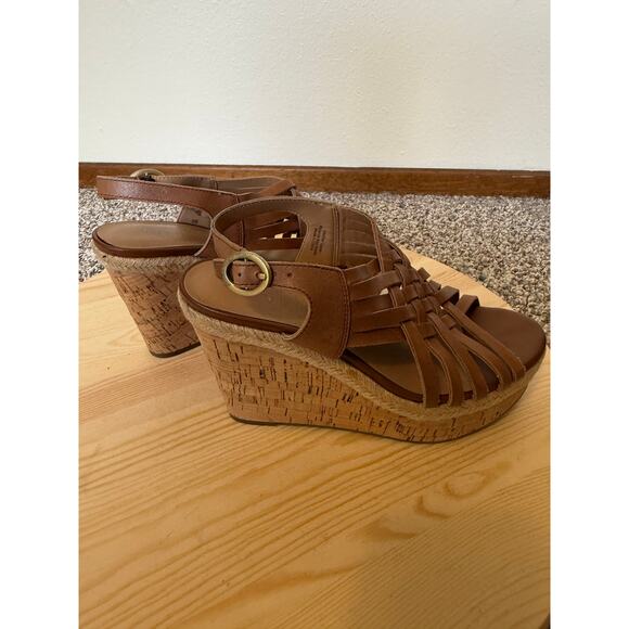 Franco Sarto Tammie Wedge Sandals Size 7 | Leather Upper | Cork Heel - Picture 7 of 10